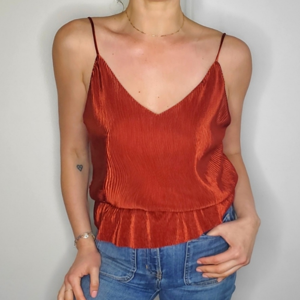 LEYDEN Pleated Camisole Tank Top Copper XL - Picture 5 of 5